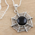 Onyx pendant necklace, 'Magical Web' - Indian Sterling Silver and Black Onyx Pendant Necklace