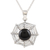 Onyx pendant necklace, 'Magical Web' - Indian Sterling Silver and Black Onyx Pendant Necklace