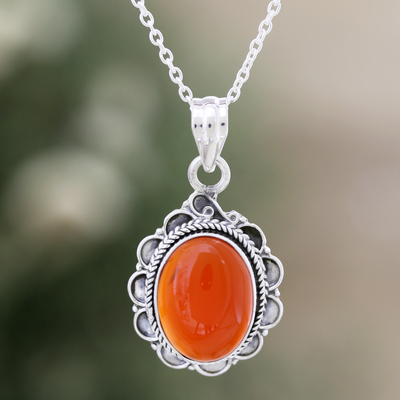 Sterling silver carnelian on sale pendant