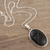 Onyx pendant necklace, 'Leaf Rapture' - Sterling Silver Pendant Necklace with Black Onyx from India