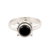 Onyx single stone ring, 'Starry Orb' - Sterling Silver Black Onyx Cabochon Single Stone Ring
