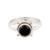 Onyx-Einzelsteinring - Ring aus Sterlingsilber mit schwarzem Onyx-Cabochon und einem einzelnen Stein