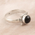 Onyx single stone ring, 'Starry Orb' - Sterling Silver Black Onyx Cabochon Single Stone Ring