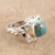 Sterling silver cocktail ring, 'Pond Sparkles' - Handcrafted Composite Turquoise Cocktail Ring from India