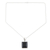 Onyx pendant necklace, 'Modern Guardian' - Sterling Silver Pendant Necklace with Geometric Onyx Gem