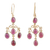 Gold-plated garnet chandelier earrings, 'Crimson Palace' - 14k Gold-Plated Chandelier Earrings with Natural Garnet Gems thumbail