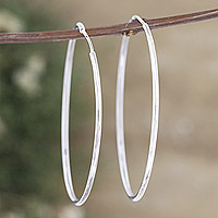Sterling silver hoop earrings, 'Stylish Halo'