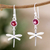 Garnet dangle earrings, 'Dragonfly Fantasy in Red' - Garnet and Sterling Silver Dangle Earrings of Dragonflies (image 2) thumbail