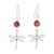 Garnet dangle earrings, 'Dragonfly Fantasy in Red' - Garnet and Sterling Silver Dangle Earrings of Dragonflies thumbail