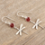 Garnet dangle earrings, 'Dragonfly Fantasy in Red' - Garnet and Sterling Silver Dangle Earrings of Dragonflies (image 2b) thumbail
