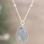 Gold-plated labradorite pendant necklace, 'Evening Glitter' - 18k Gold-Plated Pendant Necklace with Labradorite Gemstones