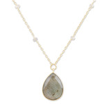 Gold-plated labradorite pendant necklace, 'Evening Glitter' - 18k Gold-Plated Pendant Necklace with Labradorite Gemstones