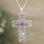 Garnet and peridot pendant necklace, 'Hope Cross' - Sterling Silver Cross Pendant Necklace with Garnet & Peridot (image 2) thumbail
