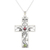 Garnet and peridot pendant necklace, 'Hope Cross' - Sterling Silver Cross Pendant Necklace with Garnet & Peridot thumbail