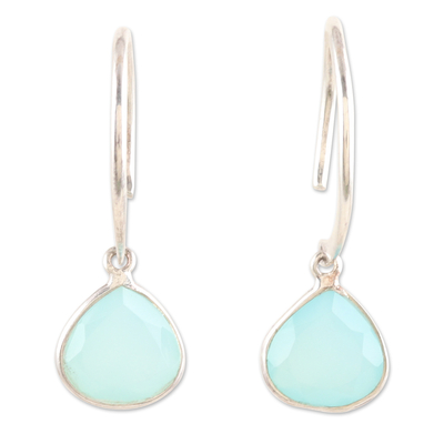 Sterling Silver Dangle Earrings with Chalcedony Gemstones