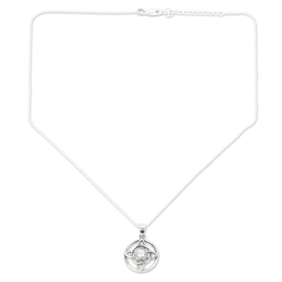collar con colgante de perlas cultivadas - Collar con colgante de estrella celta de plata de ley con perlas cultivadas