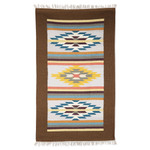 Wool area rug, 'Home Diamonds' (3x5) - Handloomed Brown Wool Area Rug with Geometric Motifs (3x5)