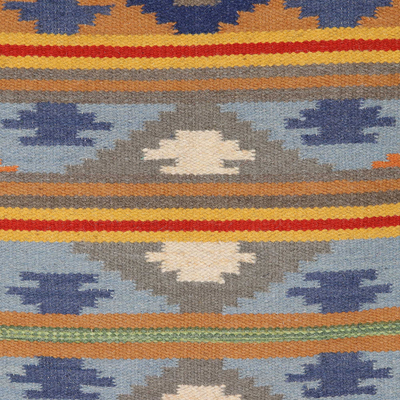 Wool area rug, 'Geometric Paths' (3x5) - Handloomed Wool Area Rug with Multicolour Pattern (3x5)