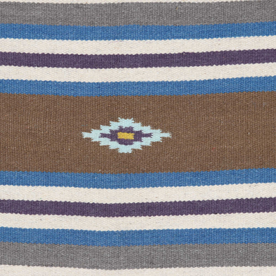 Alfombra de lana, (4x6) - Alfombra de área de lana púrpura tejida a mano con patrón de rayas (4x6)