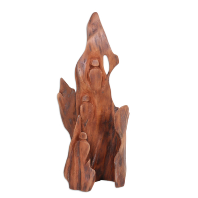 Reclaimed wood sculpture, 'Human Flames' - Eco-Friendly Sculpture Crafted from Reclaimed Tun Wood