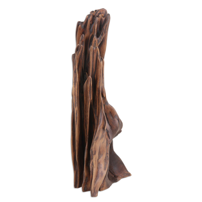 Escultura de madera recuperada - Escultura tallada a mano hecha a mano en la India con madera de sal