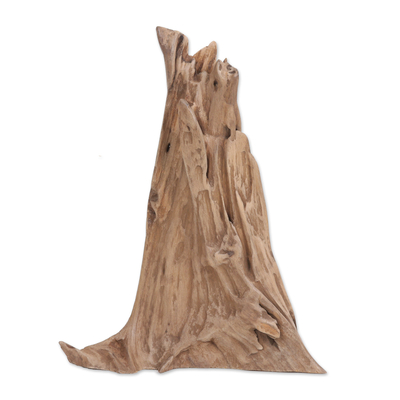 Escultura de madera recuperada - Escultura de madera de teca recuperada tallada a mano de la India