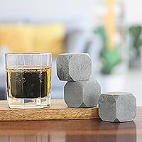Soapstone whiskey stones, 'Perfect Chill' (set of 4) - Set of 4 Soapstone Whiskey Stones Handcrafted in India