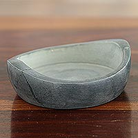 Soapstone bottle coaster, 'Grey Display' - Bottle Coaster Handcrafted from Natural Soapstone in India