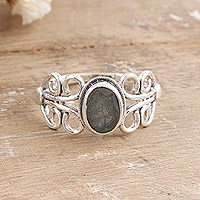 Labradorite cocktail ring, 'Windy Transformation' - Sterling Silver Cocktail Ring with Natural Labradorite