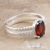 Cubic zirconia and garnet solitaire ring, 'Passion Catwalk' - Cubic Zirconia Solitaire Ring with Faceted Garnet Stone