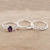 Cubic zirconia and amethyst stacking rings, 'Wisdom Crown' (set of 3) - Stacking Rings with Cubic Zirconia and Amethyst (Set of 3)