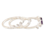 Cubic zirconia and amethyst stacking rings, 'Wisdom Crown' (set of 3) - Stacking Rings with Cubic Zirconia and Amethyst (Set of 3)