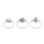 Gemstone cocktail rings, 'Stunning Trio' (set of 3) - Sterling Silver Cocktail Rings with Gemstones (Set of 3)