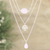 Rose quartz strand pendant necklace, 'Unconditional Nature' - Sterling Silver 3-Strand Pendant Necklace with Rose Quartz (image 2b) thumbail