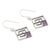 Amethyst dangle earrings, 'Connected Geometry' - Geometric Sterling Silver Dangle Earrings with Amethyst Gems