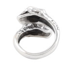 Men's sterling silver wrap ring, 'Fierce Souls' - Sterling Silver Wrap Ring with Skull Motifs