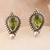 Peridot button earrings, 'Fortune Drops' - Sterling Silver Button Earrings with Faceted Peridot Stones