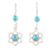 Sterling silver dangle earrings, 'Lagoon Flowers' - Floral Sterling Silver Dangle Earrings with Recon Turquoise