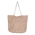 Block-printed cotton tote bag, 'Sepia Ties' - Cotton Tote Bag with Block-Printed Modern Design in Sepia