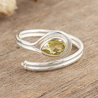 Peridot wrap ring, 'Prosperous Glory' - Sterling Silver Wrap Ring with Natural Peridot Stone