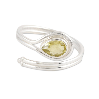 Sterling Silver Wrap Ring with Natural Peridot Stone