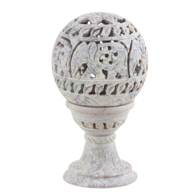 Natural Soapstone Jali Tealight Holder Handcrafted in India