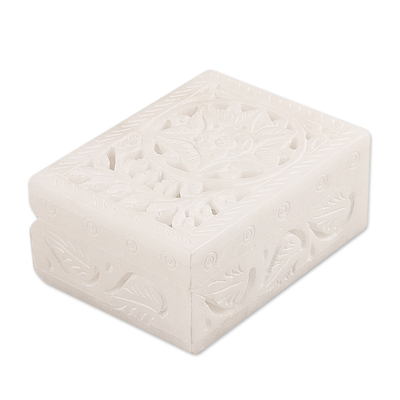 joyero de alabastro - Joyero rectangular de alabastro hecho a mano de la India