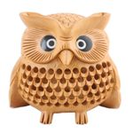 Wood figurine, 'Owl Charm' - Wood Figurine of An Owl Exquisitely Hand-Carved in India