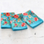 Cotton dish towels, 'Floral Greeting' (set of 3) - Set of 3 Turquoise Cotton Dish Towels with Floral Motifs (image 2b) thumbail