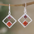 Garnet and carnelian dangle earrings, 'Warm Rhombus' - Rhombus Sterling Silver Dangle Earrings with Natural Stones