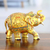 Wood figurine, 'Golden Pachyderm' - Wood Figurine of Golden Elephant Hand-Painted in India (image 2) thumbail