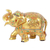 Wood figurine, 'Golden Pachyderm' - Wood Figurine of Golden Elephant Hand-Painted in India thumbail