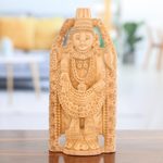 Wood sculpture, 'Balaji Temple' - Hand-Carved Wood Sculpture of Hindu God Vishnu Venkateswara