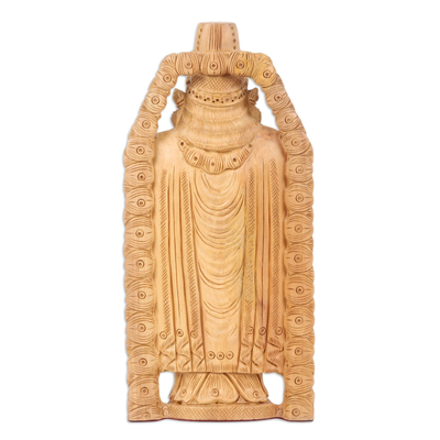 Wood sculpture, 'Balaji Temple' - Hand-Carved Wood Sculpture of Hindu God Vishnu Venkateswara